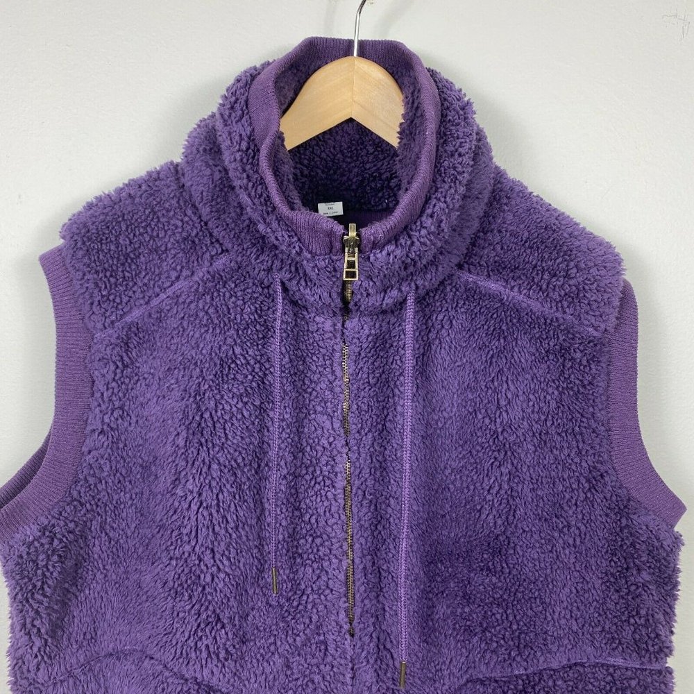 Artisans Vest XXL Purple‎ Plush Fleece Sleeveless High Neck Drawstring - Picture 2 of 11